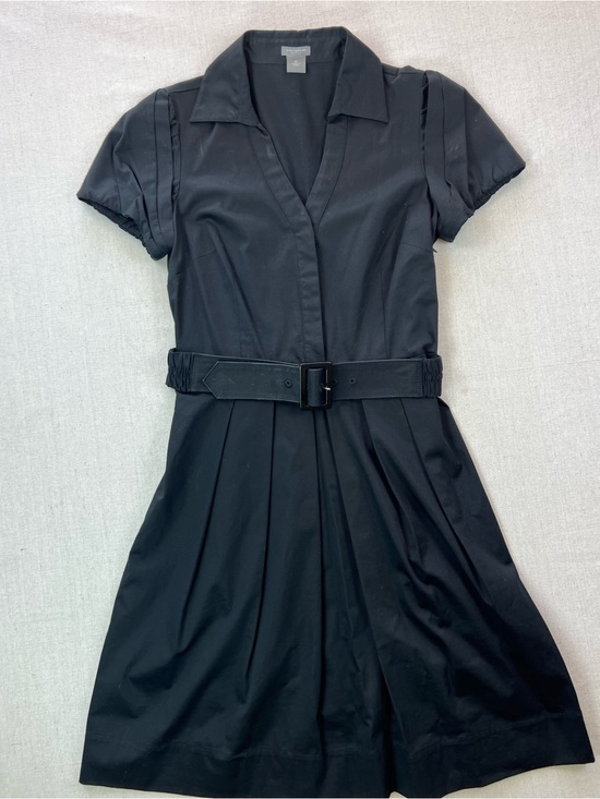 Ann Taylor Dresses & Skirts - Women’s Black Belted Short Sleeve Collared Sleek Business Professional Dress-8P